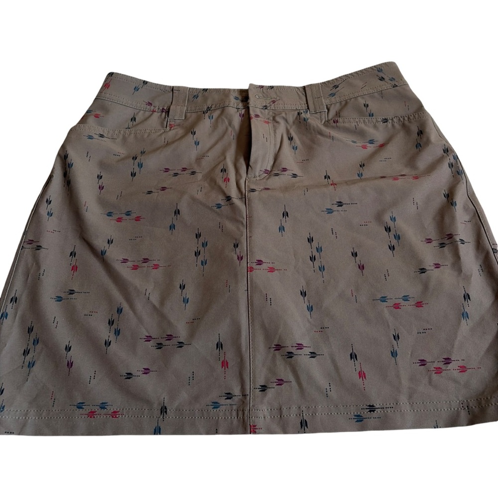 Eddie Bauer Beige Patterned A-Line Skirt